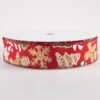 1.5" Gingerbread Cookies Candy Cane Ribbon: Red (50 Yards)