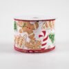 2.5" Gingerbread Cookies Candy Cane Ribbon: White (10 Yards)