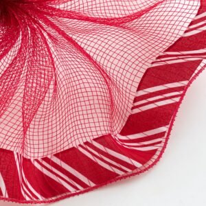 Alternative view of 10" Ruffle Fabric Edge Mesh: Candy Cane on Red