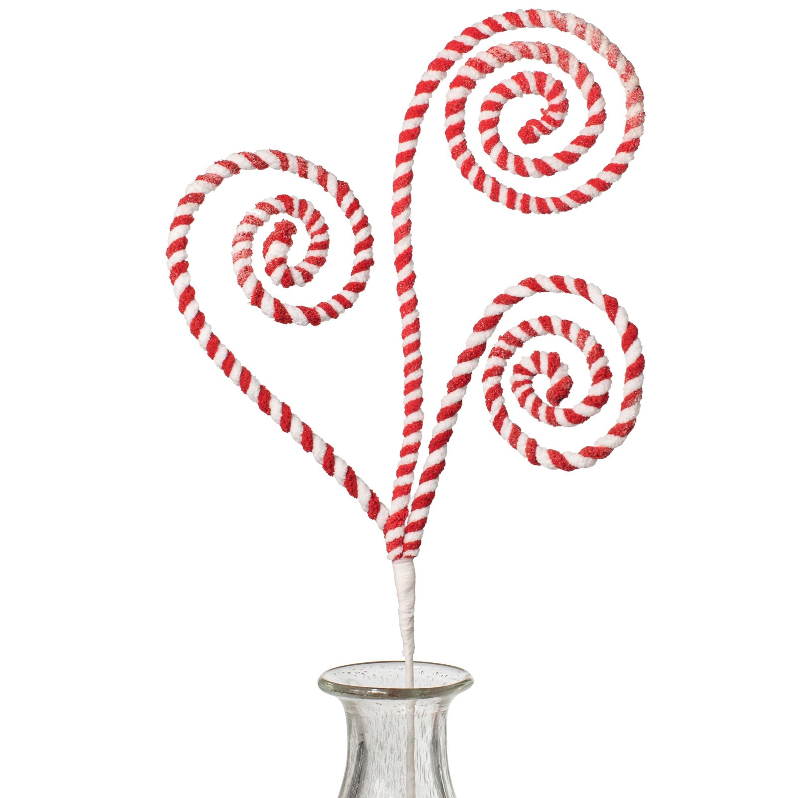 31" Peppermint Curl Chenille Spray: Red & White Item Number: 84122RDWT