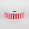 7/8" Stripes Ribbon: White on Red (10 Yards) Item Number: 76466-05-12