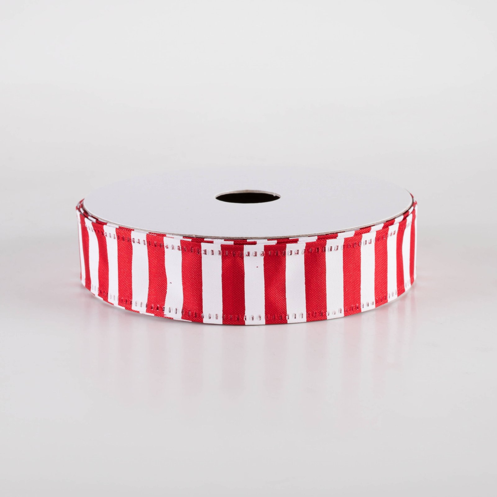 7/8" Stripes Ribbon: White on Red (10 Yards) Item Number: 76466-05-12
